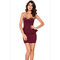 JAEJOON Frauen Rivet Tube Top mit V-Ausschnitt Punk Minikleid (Screen Color)