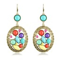 Jahrgang Bunte Kreis Gem Ohrringe Yumfeel Frauen