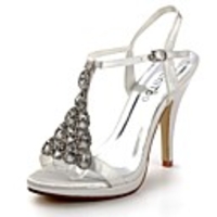 JAKOBINE - Sandalen mit hohen Absätzen Hochzeit Flitterwochen Pfennigabsatz Satin