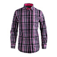 JamesEarl Herren Business Casual Cotton Fuchsia Überprüfen Langarm-Shirt