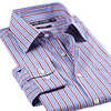 JamesEarl Herren Business Casual Stripes aus reiner Baumwolle Langarm-Shirt (blau,  weiß und rot)