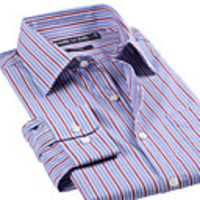 JamesEarl Herren Business Casual Stripes aus reiner Baumwolle Langarm-Shirt (blau,  weiß und rot)