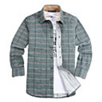 JamesEarl Herren Business Check Pattern Langarm-Shirt (Grün)