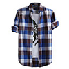 JamesEarl Herren Flanell Blau Braun prüfen Langarm-Shirt