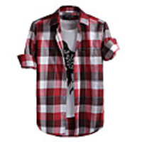 JamesEarl Herren Flanell Rot Braun prüfen Langarm-Shirt