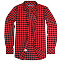 JamesEarl Männer Casual Baumwolle Flanell Karo-Muster Langarm-Shirt (rot und schwarz)