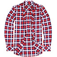 JamesEarl Männer Casual Baumwolle Flanell Karo-Muster Langarm-Shirt (rot,  weiß und blau)