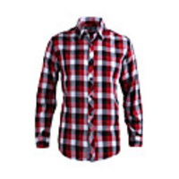 JamesEarl Männer Casual Red Check Langarm-Shirt