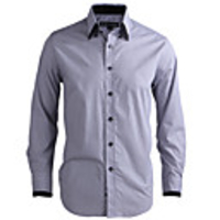 JamesEarl Männer Casual Thin prüfen Kontrast Farbe Langarm-Shirt (Grau)