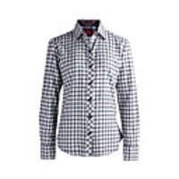 JamesPrincess Frauen aus reiner Baumwolle Karo-Muster Langarm-Shirt (weiß)