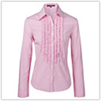 JamesPrincess Frauen aus reiner Baumwolle Streifen Langarm-Shirt (Fuchsia)