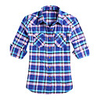 JamesPrincess Frauen British Style Karo-Muster Flanell-Langarm-Shirt (blau)