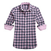 JamesPrincess Frauen British Style Karo-Muster Flanell-Langarm-Shirt (Pink)