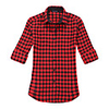 JamesPrincess Frauen British Style Karo-Muster Flanell-Langarm-Shirt (rot)
