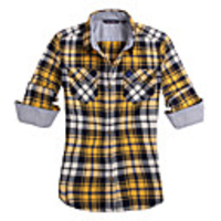 JamesPrincess Frauen British Style Karo-Muster Flanell-Langarm-Shirt verdicken (Screen Color)