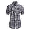 JamesPrincess Frauen Casual Check Pattern Short Sleeve Shirt (schwarz)