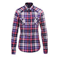 JamesPrincess Frauen Casual Karo-Muster Langarm-Shirt (lila)