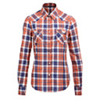JamesPrincess Frauen Casual Karo-Muster Langarm-Shirt (Orange)