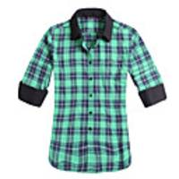 JamesPrincess Frauen Fahion Kontrast Farbe Flanell-Langarm-Shirt (Grün)