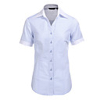 JamesPrincess Frauen-Geschäfts-Streifen Short Sleeve Shirt (blau)