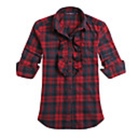 JamesPrincess Frauen Moderne Karo-Muster Flanell-Langarm-Shirt (Dark Red)