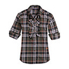 JamesPrincess Frauen New Style Karo-Muster Flanell-Langarm-Shirt (schwarz)