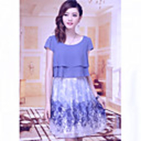 JANE FANS Big Size Floral Print dünnes Kleid (Random Pattern)