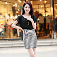 JANE FANS Bodycon dünnes Chiffon-Kleid Stripes