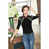 JANE FANS Elegantes Big Size Revers Langarm Ausschnitt Lace Tops (Random Pattern)