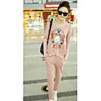 JANE FANS Fashion Langarm-Kapuzenshirt und Hose Set (Random Muster und Farbe)