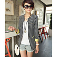 JANE FANS Lässige Long Sleeve Stripes Schlank Jacke (Random Pattern)