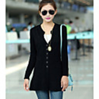 JANE FANS Lässige Loose Fit Knit Lange Strickjacke-Mantel (ohne Kette)