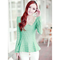 JANE FANS Spitze Puppe Kragen dünnes Kleid grundiert