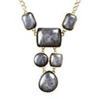 JANE STONE Black Gold Fashion Chunky Bib Statement Halskette mit Seiden