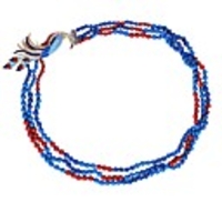 JANE STONE Blau Rot Bead mit Pfau Mode-Kette