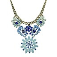 JANE STONE Blue Gold Kristall Strass Fashion Statement Halskette