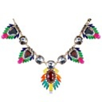 JANE STONE bunte Kristall Strass Blume Fashion Statement Halskette