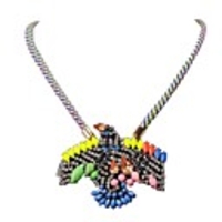 JANE STONE Bunte Vogel Chunky Fashion Statement Halskette