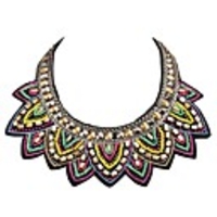 JANE STONE Colorful Neon Perlenstickerei Handmade Kollier