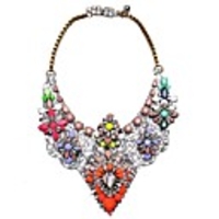 JANE STONE Fashion Statement Personalisierte Bunte Kristall Strass-Blumen-Halskette