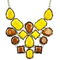 JANE STONE Gelb Kaffee Mode Chunky Bib Opulente Halskette