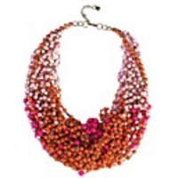 JANE STONE Goldkette Bunte Perlen Blume Halskette Erklärung