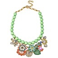 JANE STONE Grüne Perlen Halskette mit Multi-Color Kristall Anhänger Modeschmuck