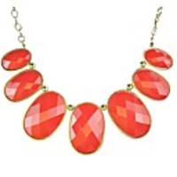 JANE STONE Ivory Gold Chain Ellipse Fashion Statement Halskette