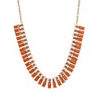 JANE STONE Orange Rot Kristall Strass Fashion Statement Necklace (4 Farben)