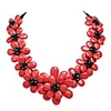 JANE STONE Red Flower Clinch Chunky Fashion Statement Halskette
