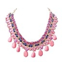 JANE STONE Rosa Tropfen Gold-Seil-Ketten-Halskette Chunky Erkl?rung