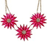 JANE STONE Rose Red große Blumen-Gold Chain Fashion Statement Halskette