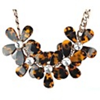 JANE STONE Trendy Tierdruck Blume Strass Halskette