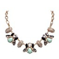 JANE STONE Türkis Kristall Strass Fashion Statement Halskette